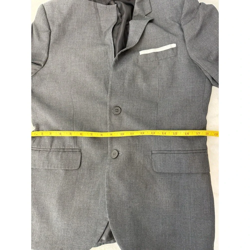 HM Slim Fit Blazer Mens 38R Gray Elbow Patches Two Button Sport Coat Jacket - Picture 7 of 10